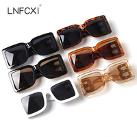 LNFCXI 2021 nowych moda ponadgabarytowych litera B plac luksusowy Trend okulary kobiety mężczyźni Retro prostokąt okulary gafas de sol 6
